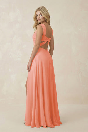Sweetheart A - Line Chiffon Long Bridesmaid Dress in Rosette - KISS BRIDAL Bridesmaid Dresses