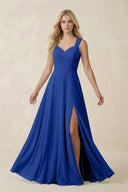 Sweetheart A - Line Chiffon Long Bridesmaid Dress in Royal Blue - KISS BRIDAL Bridesmaid Dresses