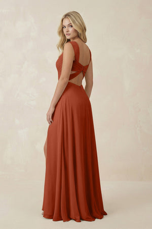 Sweetheart A - Line Chiffon Long Bridesmaid Dress in Spice - KISS BRIDAL Bridesmaid Dresses