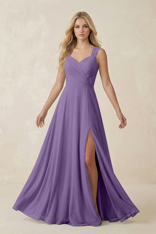 Sweetheart A - Line Chiffon Long Bridesmaid Dress in Tahiti - KISS BRIDAL Bridesmaid Dresses