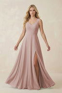 Sweetheart A - Line Chiffon Long Bridesmaid Dress in Toffee - KISS BRIDAL Bridesmaid Dresses