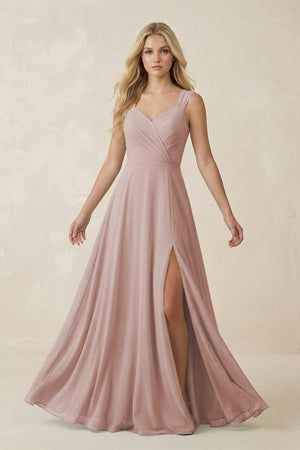 Sweetheart A - Line Chiffon Long Bridesmaid Dress in Toffee - KISS BRIDAL Bridesmaid Dresses