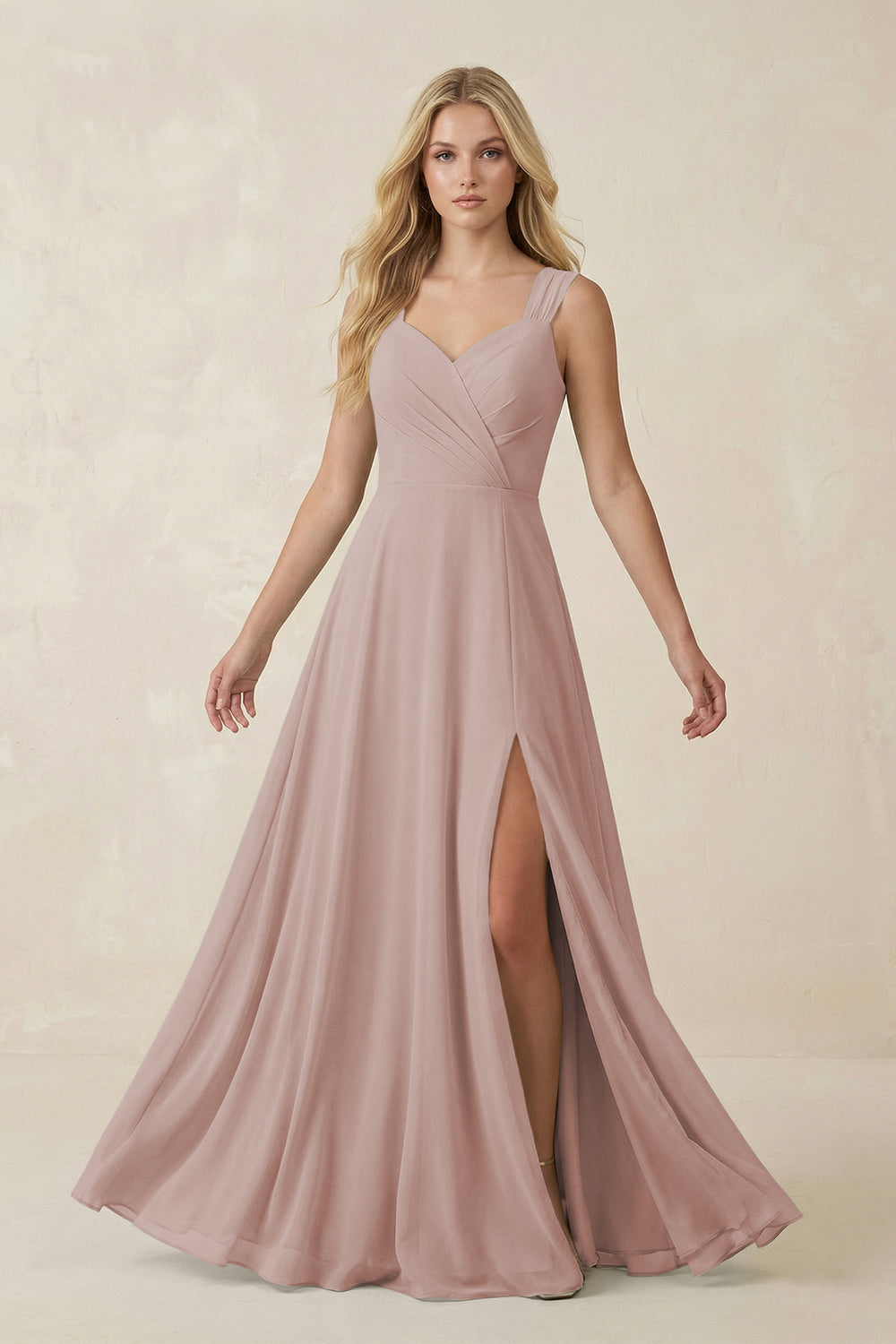 Sweetheart A-Line Chiffon Long Bridesmaid Dress in Toffee