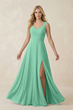Sweetheart A - Line Chiffon Long Bridesmaid Dress in Turquoise - KISS BRIDAL Bridesmaid Dresses