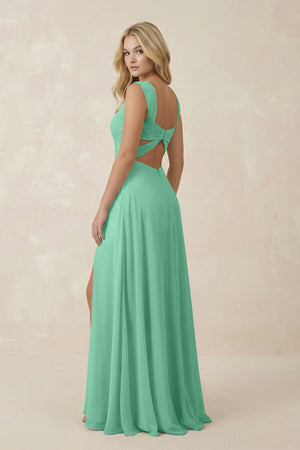 Sweetheart A - Line Chiffon Long Bridesmaid Dress in Turquoise - KISS BRIDAL Bridesmaid Dresses