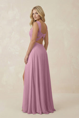 Sweetheart A - Line Chiffon Long Bridesmaid Dress in Vintage Mauve - KISS BRIDAL Bridesmaid Dresses