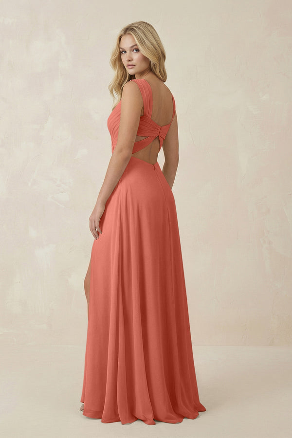 Sweetheart A - Line Chiffon Long Bridesmaid Dress in Wild Rose - KISS BRIDAL Bridesmaid Dresses