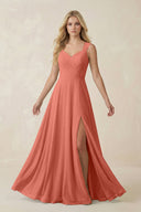 Sweetheart A - Line Chiffon Long Bridesmaid Dress in Wild Rose - KISS BRIDAL Bridesmaid Dresses