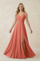 Sweetheart A - Line Chiffon Long Bridesmaid Dress in Wild Rose - KISS BRIDAL Bridesmaid Dresses