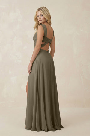 Sweetheart A - Line Chiffon Long Bridesmaid Dress in Willow Green - SHE IS ME Bridesmaid Dresses