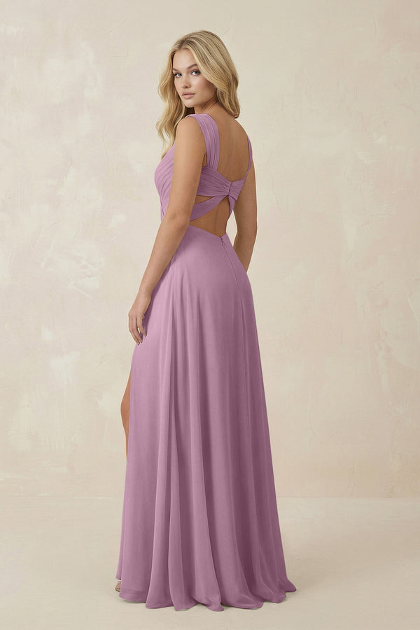 Sweetheart A - Line Chiffon Long Bridesmaid Dress in Wisteria - SHE IS ME Bridesmaid Dresses