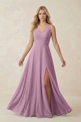 Sweetheart A - Line Chiffon Long Bridesmaid Dress in Wisteria - KISS BRIDAL Bridesmaid Dresses