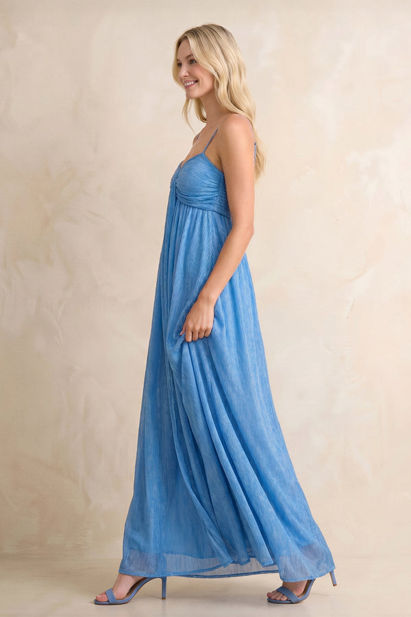 Sweetheart A - Line Chiffon Maxi Dress in Steel Blue - SHE IS ME Dresses