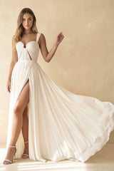 Sweetheart A Line Chiffon Wedding Dress in Ivory - KISS BRIDAL Wedding Dresses