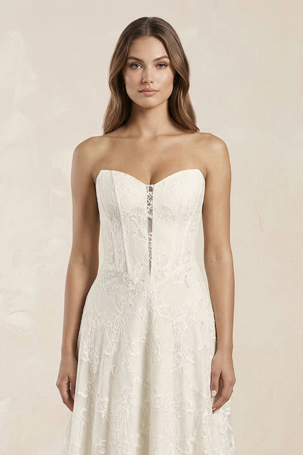 Sweetheart A - Line Corset Lace Wedding Dress in Ivory - KISS BRIDAL Wedding Dresses