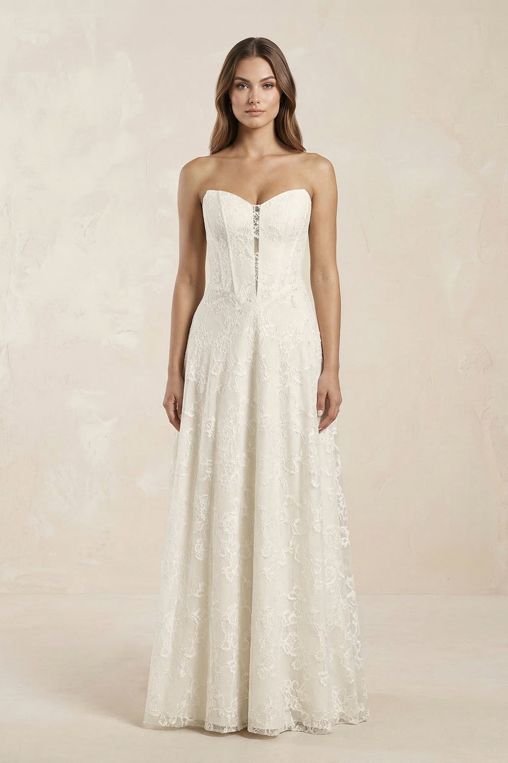 Sweetheart A - Line Corset Lace Wedding Dress in Ivory - KISS BRIDAL Wedding Dresses