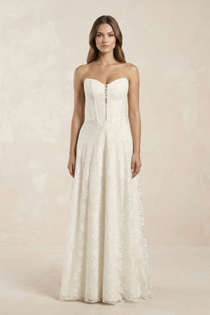 Sweetheart A - Line Corset Lace Wedding Dress in Ivory - SHE IS ME Wedding Dresses
