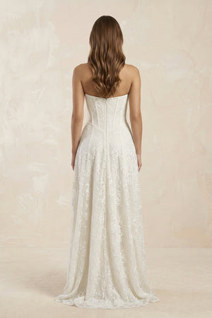 Sweetheart A - Line Corset Lace Wedding Dress in Ivory - SHE IS ME Wedding Dresses