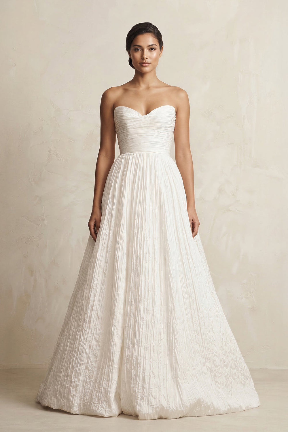 Sweetheart A - Line Pleated Ball Gown Wedding Dress in Ivory - SHE IS ME Wedding Dresses