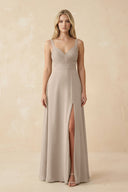 Sweetheart A - Line Pleated Chiffon Bridesmaid Dress in Almond - SHE IS ME Bridesmaid Dresses