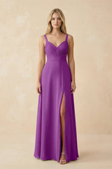 Sweetheart A - Line Pleated Chiffon Bridesmaid Dress in Amethyst - KISS BRIDAL Bridesmaid Dresses