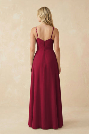 Sweetheart A - Line Pleated Chiffon Bridesmaid Dress in Berry - SHE IS ME Bridesmaid Dresses
