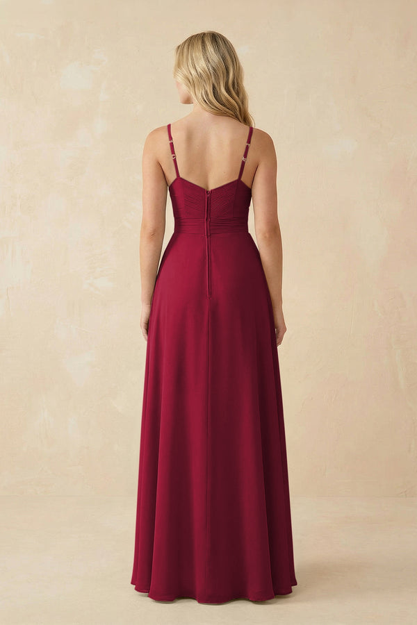 Sweetheart A - Line Pleated Chiffon Bridesmaid Dress in Berry - SHE IS ME Bridesmaid Dresses