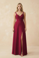 Sweetheart A - Line Pleated Chiffon Bridesmaid Dress in Berry - SHE IS ME Bridesmaid Dresses