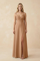 Sweetheart A - Line Pleated Chiffon Bridesmaid Dress in Bronzer - KISS BRIDAL Bridesmaid Dresses