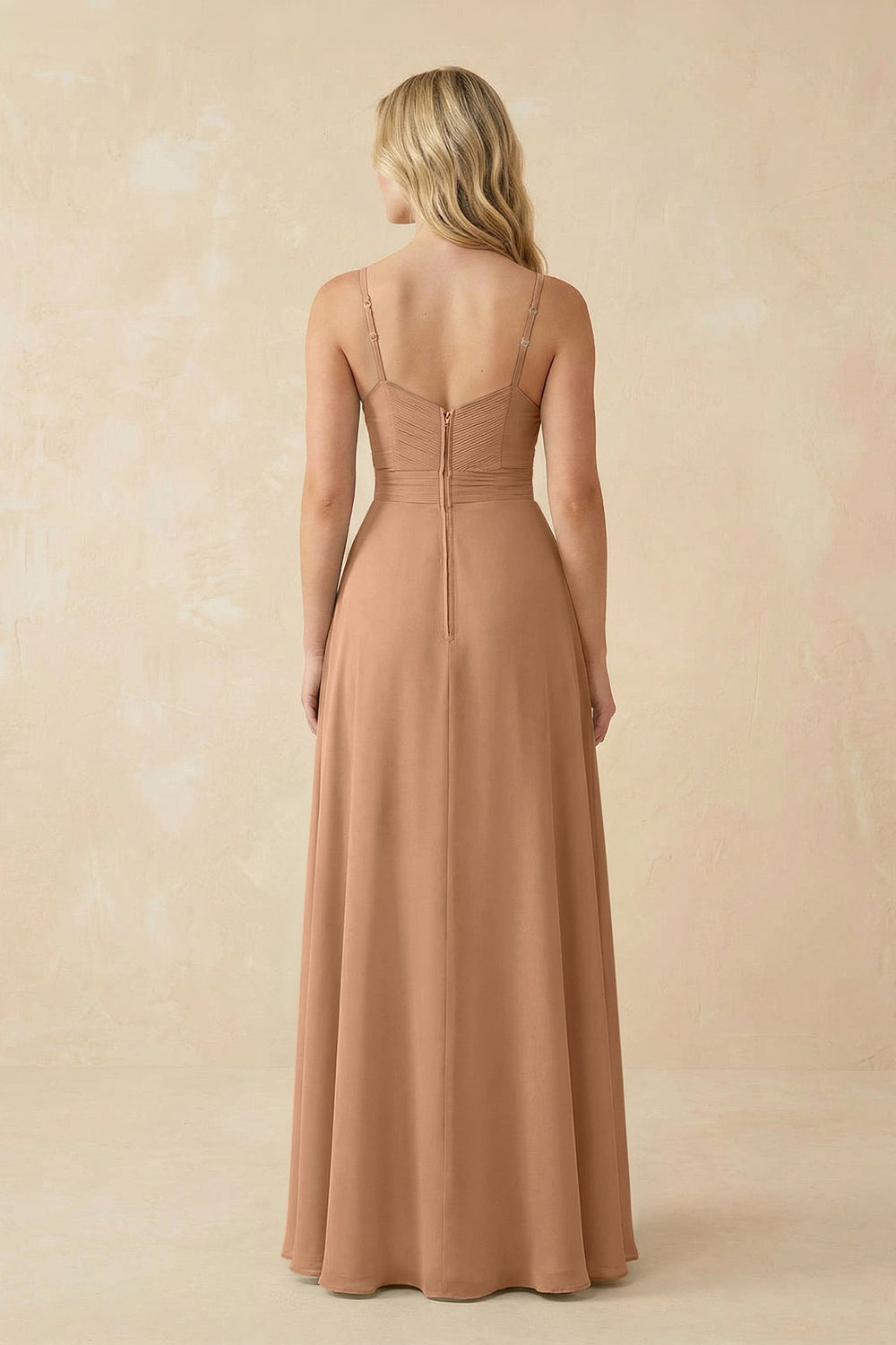 Sweetheart A - Line Pleated Chiffon Bridesmaid Dress in Bronzer - KISS BRIDAL Bridesmaid Dresses