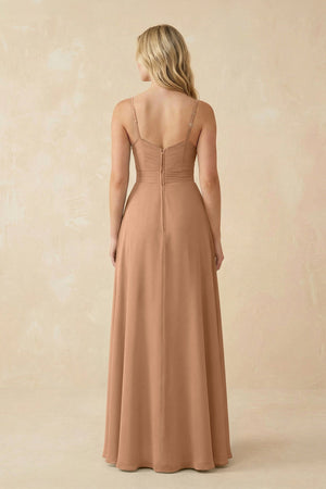 Sweetheart A - Line Pleated Chiffon Bridesmaid Dress in Bronzer - SHE IS ME Bridesmaid Dresses