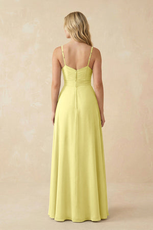 Sweetheart A - Line Pleated Chiffon Bridesmaid Dress in Buttercup - SHE IS ME Bridesmaid Dresses