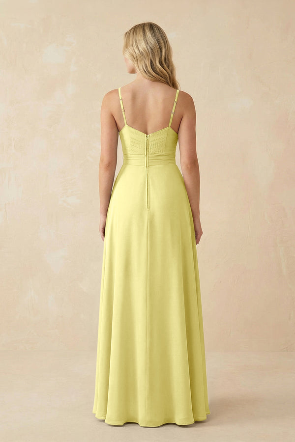 Sweetheart A - Line Pleated Chiffon Bridesmaid Dress in Buttercup - SHE IS ME Bridesmaid Dresses