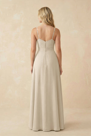 Sweetheart A - Line Pleated Chiffon Bridesmaid Dress in Champagne - SHE IS ME Bridesmaid Dresses