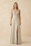 Sweetheart A - Line Pleated Chiffon Bridesmaid Dress in Champagne - SHE IS ME Bridesmaid Dresses