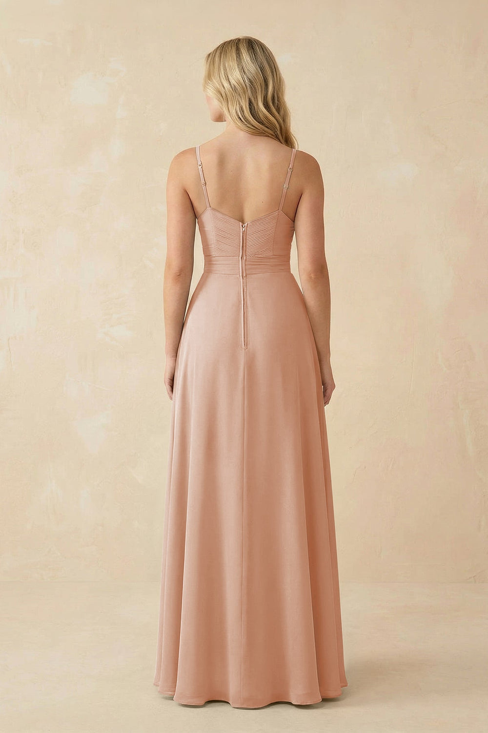 Sweetheart A - Line Pleated Chiffon Bridesmaid Dress in Champagne Rose - KISS BRIDAL Bridesmaid Dresses