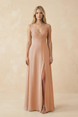Sweetheart A - Line Pleated Chiffon Bridesmaid Dress in Champagne Rose - KISS BRIDAL Bridesmaid Dresses