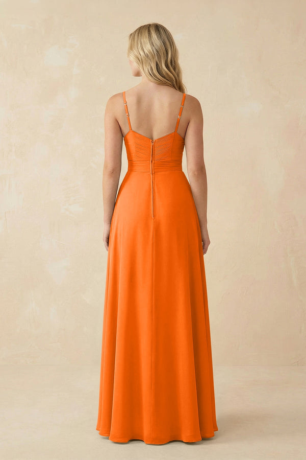 Sweetheart A - Line Pleated Chiffon Bridesmaid Dress in Cinnamon - SHE IS ME Bridesmaid Dresses