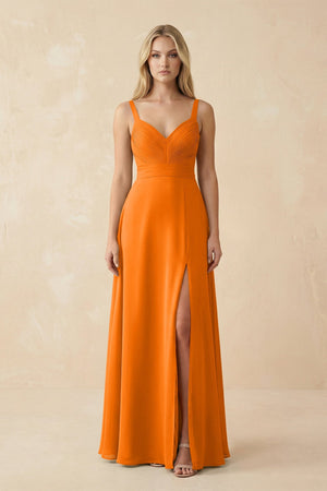 Sweetheart A - Line Pleated Chiffon Bridesmaid Dress in Cinnamon - SHE IS ME Bridesmaid Dresses