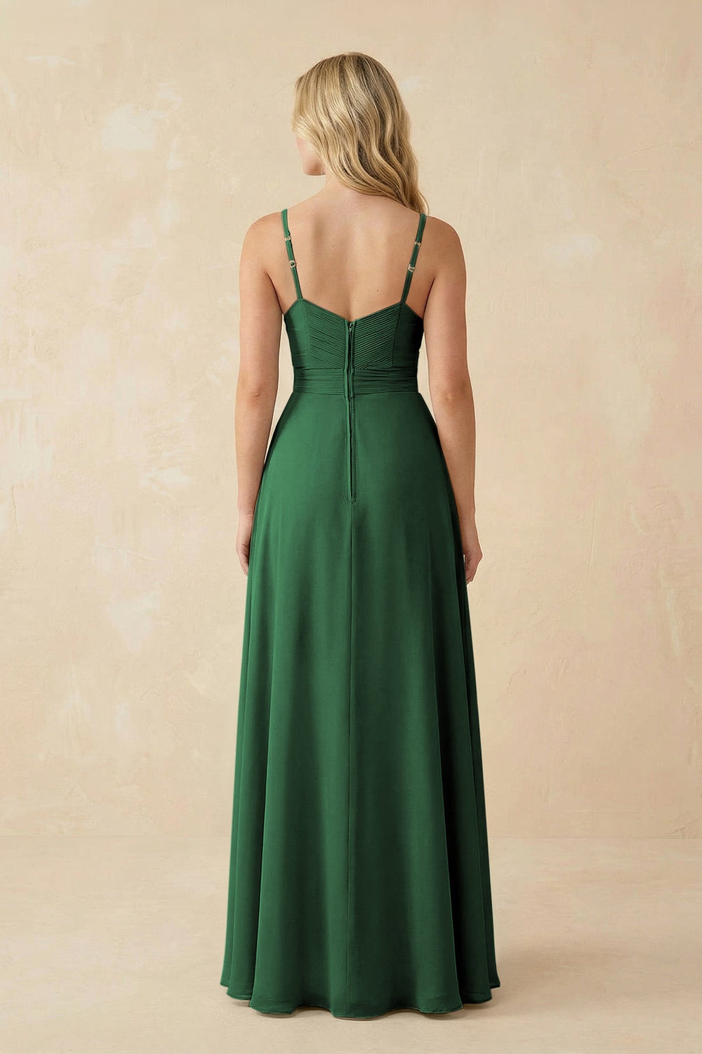 Sweetheart A - Line Pleated Chiffon Bridesmaid Dress in Dark Green - KISS BRIDAL Bridesmaid Dresses