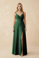 Sweetheart A - Line Pleated Chiffon Bridesmaid Dress in Dark Green - SHE IS ME Bridesmaid Dresses