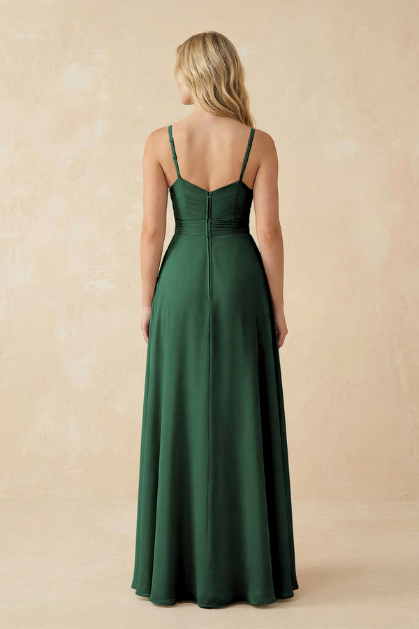 Sweetheart A - Line Pleated Chiffon Bridesmaid Dress in Dark Green - KISS BRIDAL Bridesmaid Dresses