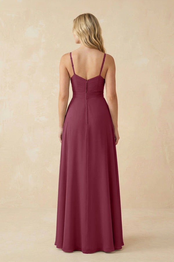 Sweetheart A-Line Pleated Chiffon Bridesmaid Dress in Desert Rose (2) | KISSBRIDAL