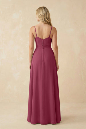 Sweetheart A - Line Pleated Chiffon Bridesmaid Dress in Desert Rose - SHE IS ME Bridesmaid Dresses