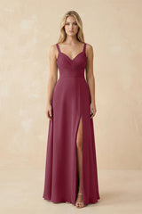 Sweetheart A-Line Pleated Chiffon Bridesmaid Dress in Desert Rose | KISSBRIDAL