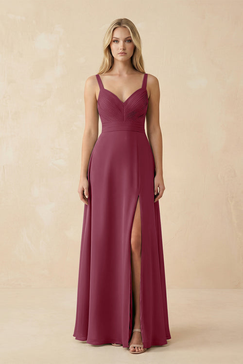 Sweetheart A-Line Pleated Chiffon Bridesmaid Dress in Desert Rose | KISSBRIDAL