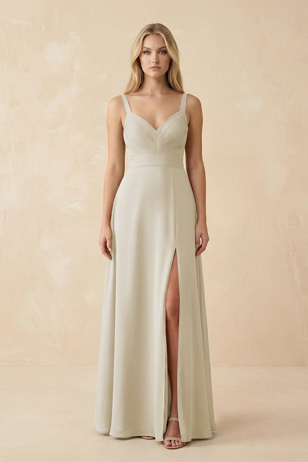 Sweetheart A - Line Pleated Chiffon Bridesmaid Dress in Dove Gray - KISS BRIDAL Bridesmaid Dresses