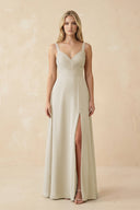 Sweetheart A - Line Pleated Chiffon Bridesmaid Dress in Dove Gray - SHE IS ME Bridesmaid Dresses