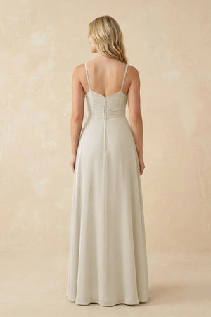 Sweetheart A - Line Pleated Chiffon Bridesmaid Dress in Dove Gray - SHE IS ME Bridesmaid Dresses