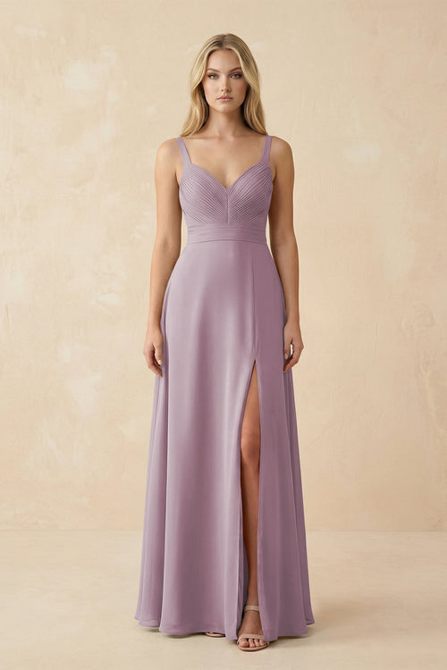 Sweetheart A - Line Pleated Chiffon Bridesmaid Dress in Dusk - SHE IS ME Bridesmaid Dresses